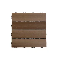 11 PCS 11.7" X 11.7" Square Plastic Wood Deck Tiles, Outdoor Terrace Flooring，Light Brown -OUTSUNNY Sale Store GUEST 352d9aa2 8a50 4e38 a2ca b578536a6b64