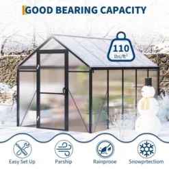 Homfan Greenhouse For Outdoors,Polycarbonate Greenhouse With Roof Vent, Aluminum Walk-in Greenhouse For Outside Garden Backyard, Patio, Lawn -OUTSUNNY Sale Store GUEST 35cb559b abba 4cd0 8651 3d692ede7008