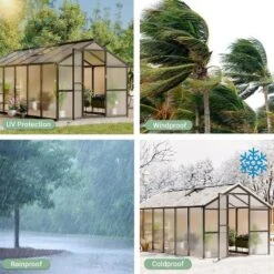 Sturdy Polycarbonate Greenhouse With Aluminum Frame - Adjustable Roof Vent, Sliding Door & UV Protection For Backyard Gardening -OUTSUNNY Sale Store GUEST 36cb8b4f bc15 492d afe8 e67525f1d49e