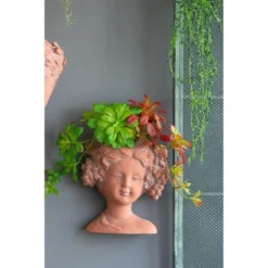 Gulches 11 Inch Gray Greek - Style Cement Head Planter For Indoor & Outdoor Garden Decor -OUTSUNNY Sale Store GUEST 384e19d3 cdde 4bcb b1b4 01fe03153261