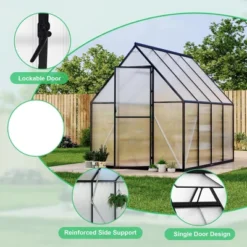 Aluminum-Framed Polycarbonate Greenhouse, Heavy Duty, With Quick Setup Structure And Roof Vent, Large Enhanced Aluminum GreenhouseKit For Outdoors -OUTSUNNY Sale Store GUEST 38eae7be de93 451f 9793 f87a80e2db00