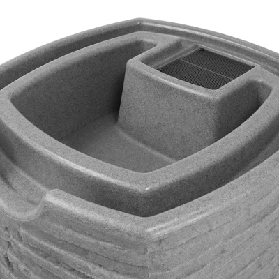 Good Ideas Impressions Riverwalk 50-Gallon Faux Slate Surface Dual Spigot Locations Rain Barrel W/2 Brass Spigots & Screen, Dark Granite 2 Good Ideas Impressions Riverwalk 50-Gallon Faux Slate Surface Dual Spigot Locations Rain Barrel W/2 Brass Spigots & Screen, Dark Granite - Image 2