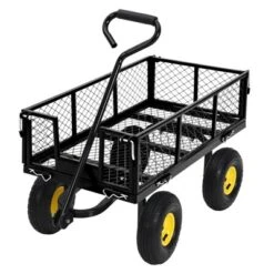 Heavy Duty Steel Garden Cart,550 LBS Capacity 3-in-1 Pullable Metal Wagon With 10" Pneumatic Wheels,180°Rotating Handle & Removable Sides, Green -OUTSUNNY Sale Store GUEST 3a49936b 90c8 486e 8985 cd512bf793ef