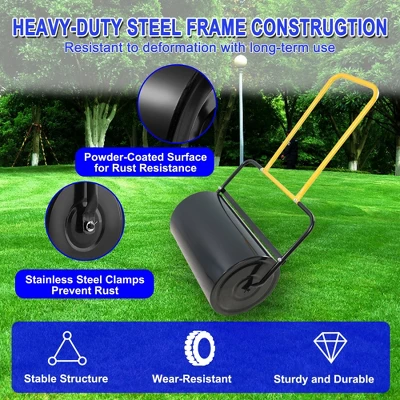 SKRAN High Capacity Lawn Roller, Can Fill Sand/Water, With Easy-Turn Plug And U-Shaped Ergonomic Handle For Convenient Push And Pull, For Garden, Farm 6 SKRAN High Capacity Lawn Roller, Can Fill Sand/Water, With Easy-Turn Plug And U-Shaped Ergonomic Handle For Convenient Push And Pull, For Garden, Farm - Image 6