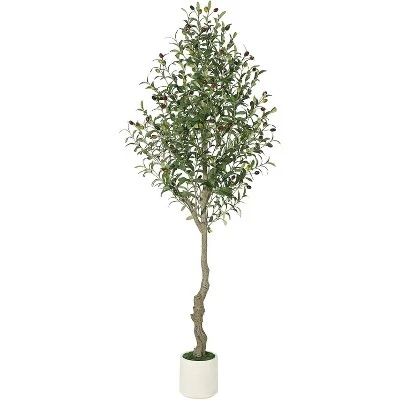 Faux Olive Tree With Moss And Planter Pot, Realistic Olive & Leaves Artificial Tree Tall Plants For Home Yard Office Decor Indoor Outdoor 10 Faux Olive Tree With Moss And Planter Pot, Realistic Olive & Leaves Artificial Tree Tall Plants For Home Yard Office Decor Indoor Outdoor - Image 10