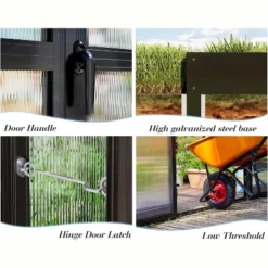 AMERLIFE 14x9.5x9 FT Polycarbonate Greenhouse, Aluminum Frame, Double Doors, 2 Vents, Rain Gutter -OUTSUNNY Sale Store GUEST 3c3c4b5e b707 4ab7 b08f 9920438cb70e