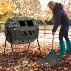 Costway Tumbling Composter 40 Gallon Garden Rotating Compost Bin With Dual Chamber Black/Green -OUTSUNNY Sale Store GUEST 3d69e10e 4629 44b2 b4f2 30fca7a9a41a