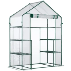 Outsunny 56" X 29" X 77" Walk-in Greenhouse Kit, Portable Green House With 3 Tier Shleves, Roll-Up Door, PE Cover For Backyard Garden -OUTSUNNY Sale Store GUEST 3f3f140c 834a 40de a87c 36151d003ac7