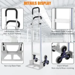 Heavy Duty 2-in-1 Aluminum Hand Truck With Stair Climbing Triangle Wheels – 650 Lb Capacity Convertible Dolly With Dual Handles -OUTSUNNY Sale Store GUEST 41b9634a f8ed 4675 a3f7 570a7fc66931