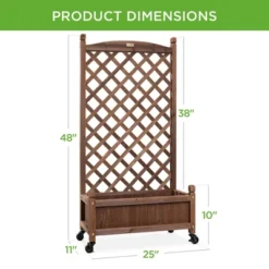 Best Choice Products 48in Mobile Wood Planter Box & Diamond Lattice Trellis, W/ Drainage Holes, Optional Wheels - Walnut 11 Best Choice Products 48in Mobile Wood Planter Box & Diamond Lattice Trellis, W/ Drainage Holes, Optional Wheels - Walnut -OUTSUNNY Sale Store GUEST 4314297c 771f 4550 962e 23cfc6ee9919