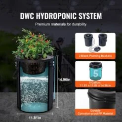 VEVOR DWC Hydroponics Grow System, Hydroponic Growing System With Top Drip Kit, Deep Water Culture 5-Gallon 2 Buckets, With Air Pump, Black -OUTSUNNY Sale Store GUEST 4405d687 5049 46e9 b8dc 0d3710566dc3