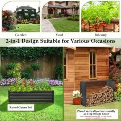 Costway 2 PCS Galvanized Raised Garden Bed Outdoor Planter Box Firewood Rack Log Holder -OUTSUNNY Sale Store GUEST 469f3b58 3f0d 4534 992a 37dd5b569400