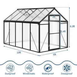 Homfan Greenhouse For Outdoors,Polycarbonate Greenhouse With Roof Vent, Aluminum Walk-in Greenhouse For Outside Garden Backyard, Patio, Lawn -OUTSUNNY Sale Store GUEST 46ba60da 57c5 41e8 a6c0 6d8785de2ead