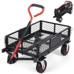 Folding Utility Mesh Steel Garden Carts And Wagons Heavy Duty 360lbs,Folding Utility Wagon Cart W Removable Mesh Sides -OUTSUNNY Sale Store GUEST 472777d0 d062 4cc4 886b 952c54b793bd