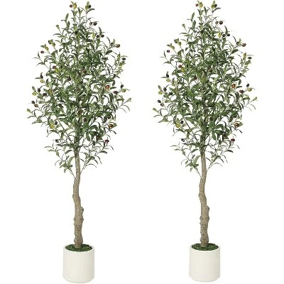 Faux Olive Tree With Moss And Planter Pot, Realistic Olive & Leaves Artificial Tree Tall Plants For Home Yard Office Decor Indoor Outdoor 9 Faux Olive Tree With Moss And Planter Pot, Realistic Olive & Leaves Artificial Tree Tall Plants For Home Yard Office Decor Indoor Outdoor - Image 9