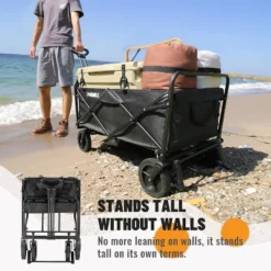 Collapsible Folding Wagon, Heavy Duty 220Lbs Capacity, Foldable Utility Cart For Outdoor Camping, Grocery, Sports, Beach - All Terrain -OUTSUNNY Sale Store GUEST 4882663b e484 4417 9ea0 427c78262e1a