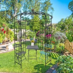 Lorna 81.3''x114.2''Arch MetalGarden Trelli, Birdcage Shape Pergola Pavilion For Wedding Ceremony, Outdoor Furniture Near Me - The Pop Home