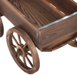 Costway Wood Wagon Flower Planter Pot Stand W/Wheels Home Garden Outdoor Decor -OUTSUNNY Sale Store GUEST 492e2ba5 1be4 4778 baa0 7c2ec3c0ee45