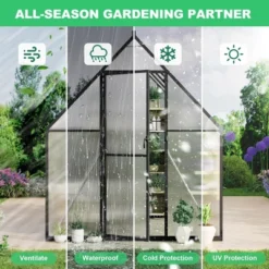 Aluminum-Framed Polycarbonate Greenhouse, Heavy Duty, With Quick Setup Structure And Roof Vent, Large Enhanced Aluminum GreenhouseKit For Outdoors -OUTSUNNY Sale Store GUEST 49603e01 1b17 4613 b4fa 8eb5d019b62a