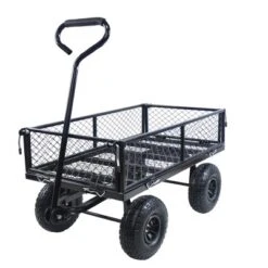 FURNIinspire Wheelbarrows And Lawn Carts Outdoor Steel Frame Wagon Cart Garden Cart, Ideal For Firewood And Yard Debris, Black, 40“*19"*40" -OUTSUNNY Sale Store GUEST 4a1b60af 7bfa 4a05 8958 d2d2a4d2f419