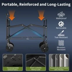 Acekool Foldable Utility Wagon Cart, 240lb Capacity, All-Terrain Wheels, Adjustable Handle, Collapsible Outdoor Cart For Shopping & Camping -OUTSUNNY Sale Store GUEST 4a584ea2 da76 47d9 859e c4231964d59b