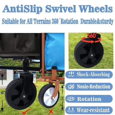 KTMBDW Collapsible Foldable Wagon Cart Beach Wagon Heavy Duty Utility Cart Utility Wagon Grocery Cart For Camping With 3pcs Plastic Liner Bag /Cover 7 KTMBDW Collapsible Foldable Wagon Cart Beach Wagon Heavy Duty Utility Cart Utility Wagon Grocery Cart For Camping With 3pcs Plastic Liner Bag /Cover - Image 7