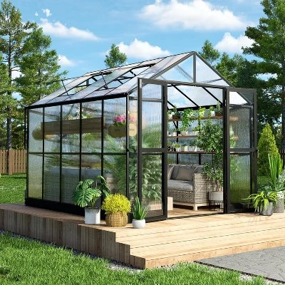 AMERLIFE Polycarbonate Greenhouse, Aluminum Frame With Vents, Rain Gutter 5 AMERLIFE Polycarbonate Greenhouse, Aluminum Frame With Vents, Rain Gutter - Image 5