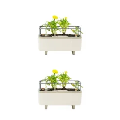 Vego Garden Twin Pack Self-Watering Herb Planter Box With Trellis Rectangular Indoor Outdoor Planter Pots 7.3"x17.5"x10.5" -OUTSUNNY Sale Store GUEST 4aab323f 4c56 461a bec7 97ea993a0125