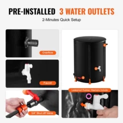 VEVOR Collapsible Rain Barrel, 53 Gallon/201 L Portable Rain Water Collection Barrel, PVC Rainwater Collection System With Spigots And Overflow Kit 12 VEVOR Collapsible Rain Barrel, 53 Gallon/201 L Portable Rain Water Collection Barrel, PVC Rainwater Collection System With Spigots And Overflow Kit -OUTSUNNY Sale Store GUEST 4b526da6 03aa 454d ab0e 7927e6e16390