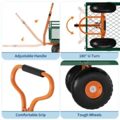 Steel Garden Cart With 10" Wheels, Wagon Cart, Removable Sides, 180° Handle For Lawn, Farm, Outdoor -OUTSUNNY Sale Store GUEST 4e7cb313 085f 44e4 aec3 a88a312de70e