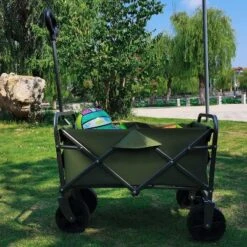 Collapsible Foldable Wagon Cart W/ Strapping System, Beach Wagon ,Utility Wagon Grocery Cart Camping Shopping Sports Gardeing Fishing Supports 225lbs -OUTSUNNY Sale Store GUEST 4e9756c0 be1c 4915 94f7 95affa3dab98