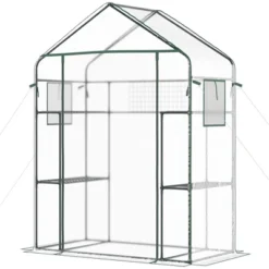 Outsunny 56" X 29" X 77" Walk-in Greenhouse Kit, Portable Green House With 3 Tier Shleves, Roll-Up Door, PE Cover For Backyard Garden -OUTSUNNY Sale Store GUEST 4eff9ab5 d8ce 4aa4 a82d f5764ed7236b