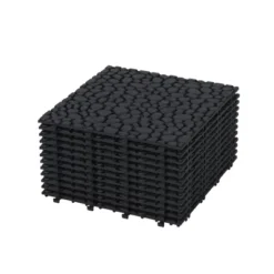 12 X 12 Inch Black Interlocking Deck Tiles With Pebble Stone Pattern, Waterproof Plastic Outdoor Decking, 12-Pack -OUTSUNNY Sale Store GUEST 518ce05b c212 4185 ba76 ac53d5596e3a