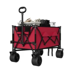 Wagon Cart, Folding Utility Heavy Duty Wagons Carts For Camping, All Terrain Beach Wagons Extended With Cup Holders, 500Lbs Weight Capacity -OUTSUNNY Sale Store GUEST 529a1df2 c9f2 4642 9995 c79b020005df