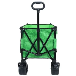 Heavy-Duty 480lbs Folding Wagon Cart With Bonus Picnic Mat - All-Terrain Beach Wheels, Drink Holders, Brakes & Side Pocket Green Line -OUTSUNNY Sale Store GUEST 52d65b40 cede 4271 a544 db741911d4f0