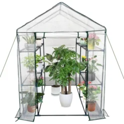 Walk-in Greenhouse With Roll-Up Zipper Door 57 X 57 X 76 Portable 3-Tier 6-Shelf Steel Frame Greenhouse For Indoor Outdoor Garden Patio, Green -OUTSUNNY Sale Store GUEST 54873394 c9ba 46ef 8aaa 21c3addfdac5