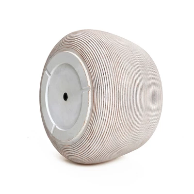 LuxenHome Rustic Indoor/Outdoor Planter – Round MgO Pot With Ribbed Texture 6 LuxenHome Rustic Indoor/Outdoor Planter – Round MgO Pot With Ribbed Texture - Image 6