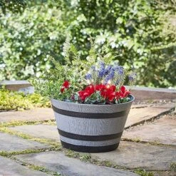 Southern Patio HDR-055457 Resin Whiskey Barrel Indoor Outdoor Garden Planter Pot For Vegetables, Trees, Plants, And Flowers, Gray (2 Pack) 6 Southern Patio HDR-055457 Resin Whiskey Barrel Indoor Outdoor Garden Planter Pot For Vegetables, Trees, Plants, And Flowers, Gray (2 Pack) -OUTSUNNY Sale Store GUEST 5505f630 6aba 4346 b303 06eb946ffe5e