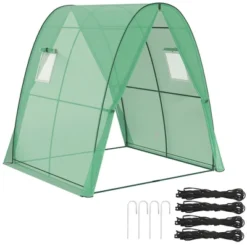 Outsunny 6' X 6' X 6.6' Hoop House Greenhouse With Sandbags And Hemmed PE Cover, Portable Walk-In Tunnel Green House With 2 Doors -OUTSUNNY Sale Store GUEST 55100366 8120 4d06 9b90 f3a340aed288