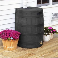 Good Ideas Rain Wizard 50 Gallon Plastic Outdoor Home Rain Barrel Water Storage Collector With Brass Spigot And Flat Back Design, Oak (3 Pack) -OUTSUNNY Sale Store GUEST 5561fd00 9fd6 4275 beb2 20b56e3b1a11