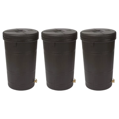 Good Ideas Aspen 50 Gallon Capacity Rain Barrel Water Storage Collector Saver With Brass Spigot And Removable Lid, Oak Brown (3 Pack) 4 Good Ideas Aspen 50 Gallon Capacity Rain Barrel Water Storage Collector Saver With Brass Spigot And Removable Lid, Oak Brown (3 Pack) - Image 4