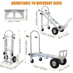 Folding Hand Truck,3-in-1 Aluminum Dolly Cart With Wheels,770 LBS Capacity Heavy Duty Hand Trucks For Transport And Moving