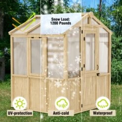 EAGLE PEAK Wooden Polycarbonate Walk-in Greenhouse, Cedar Hobby Green House With Roof Vent -OUTSUNNY Sale Store GUEST 5a912631 1db0 4099 a8c8 f382cb577c47
