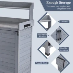 Garden Potting Bench Table, Outdoor Garden Horticultural Wooden Storage Cabinet, Solid Wood Planting Work Bench With Open Top -OUTSUNNY Sale Store GUEST 5d4dc7ff d24a 494c 9e03 ab9e1965b198