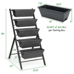 Costway 4 FT Vertical Raised Garden Bed 5-Tier Planter Box For Patio Balcony Flower Herb