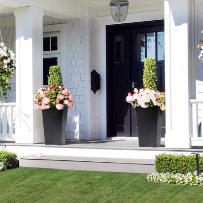 22" Tall Planters Set Of 2, Outdoor&Indoor High Front Porch Planter Pots With Drainage Holes&Water Level Monitor&Inner Bucket, Automatic Watering 3 22" Tall Planters Set Of 2, Outdoor&Indoor High Front Porch Planter Pots With Drainage Holes&Water Level Monitor&Inner Bucket, Automatic Watering - Image 3