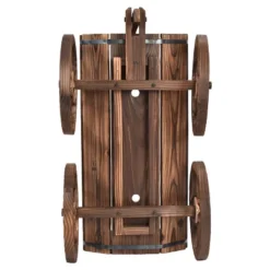 Costway Wood Wagon Flower Planter Pot Stand W/Wheels Home Garden Outdoor Decor -OUTSUNNY Sale Store GUEST 605f7d2e 91fa 4b62 99a2 e9440c004577