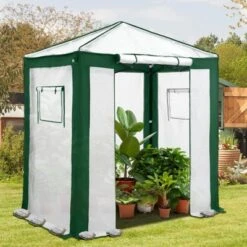 EAGLE PEAK 8x8 Portable Walk In Greenhouse , Heavy Duty Pop Up Green House, Front Roll Up Zipper Entry Door And Mesh Windows -OUTSUNNY Sale Store GUEST 60d69612 95a0 4f89 b10a cca4a7702826