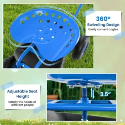 Tangkula Rolling Garden Cart Scooter W/ Adjustable Seat Storage Basket Tray Blue -OUTSUNNY Sale Store GUEST 60f4fbba 517b 424e 864e 62f561d5a3de