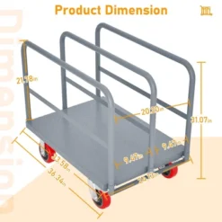 ORRD Heavy Duty Steel Panel Truck - 2000lbs Capacity, 36"x24", 6" Swivel Brake Casters, 3 Handrails -OUTSUNNY Sale Store GUEST 61fe9999 c797 476e a3b1 3c83f1f1681f